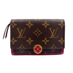 Louis Vuitton Portefeuille Floral Monogram Compact Leather Pink Purple Brown
