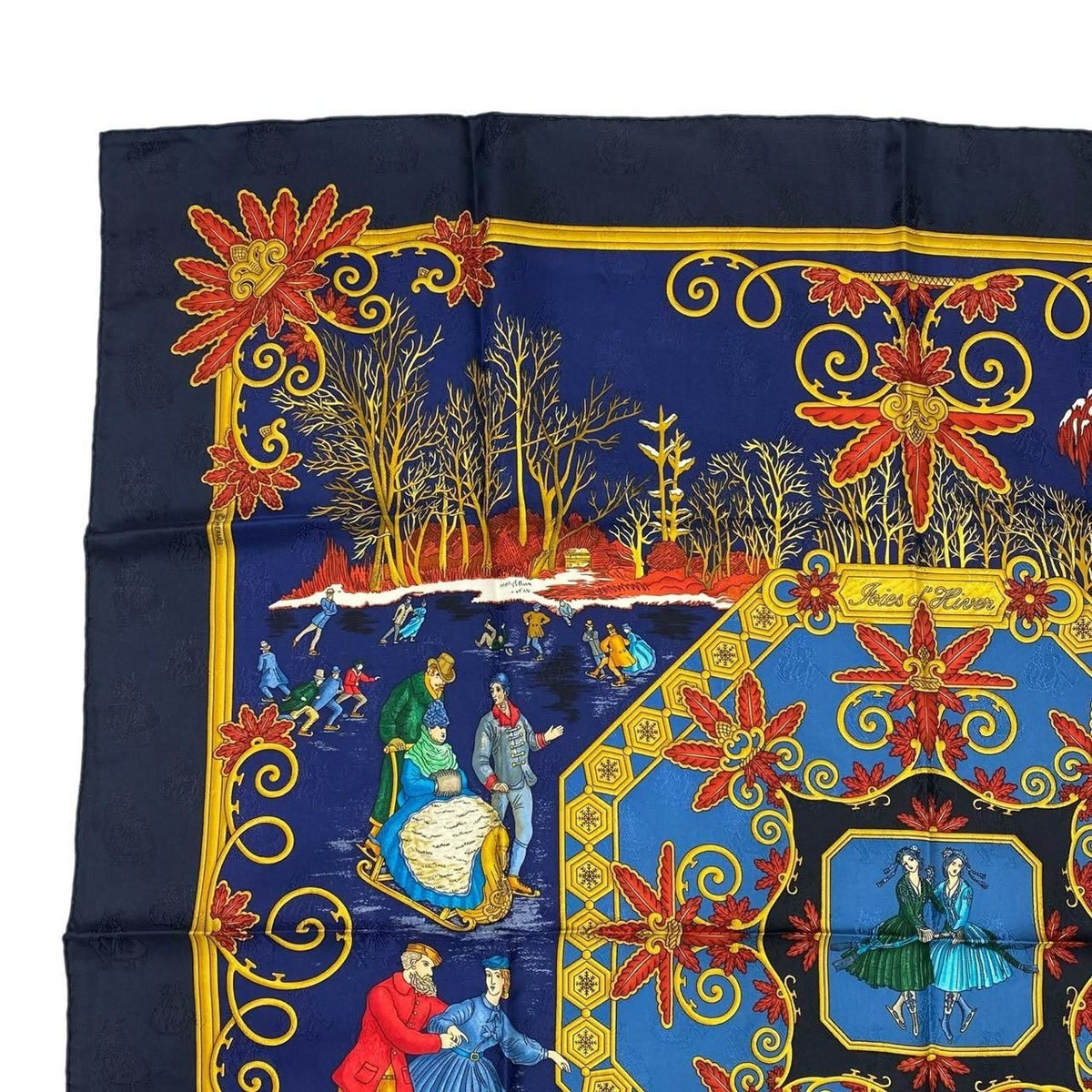 Hermes Scarf Carre 90 Silk Joies D'hiver Winter Fun Navy — view 2