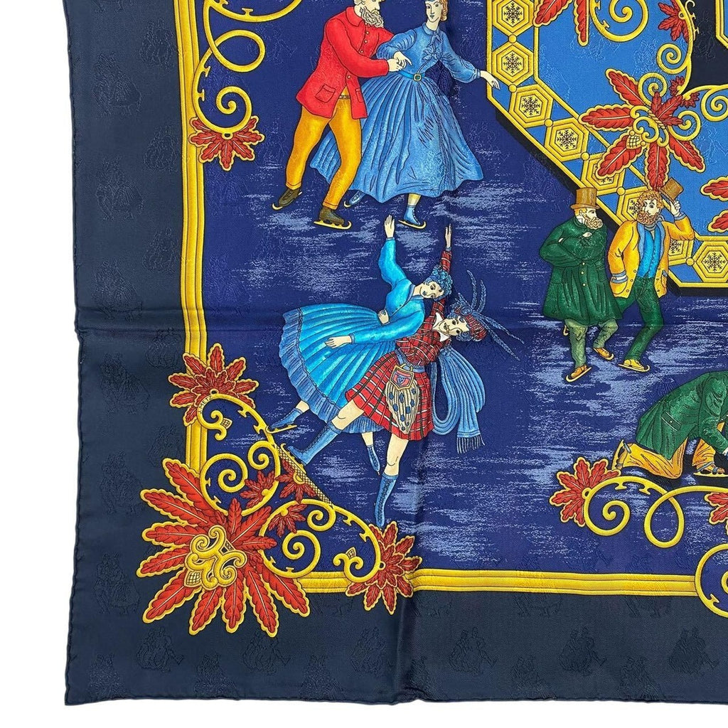 Hermes Scarf Carre 90 Silk Joies D'hiver Winter Fun Navy — view 4