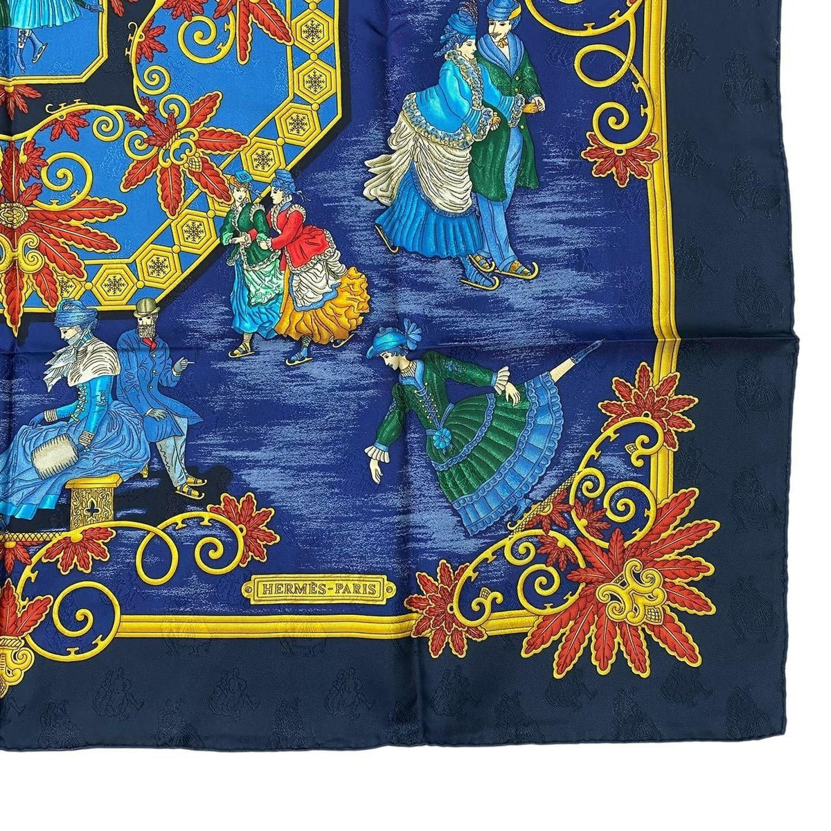 Hermes Scarf Carre 90 Silk Joies D'hiver Winter Fun Navy — view 5