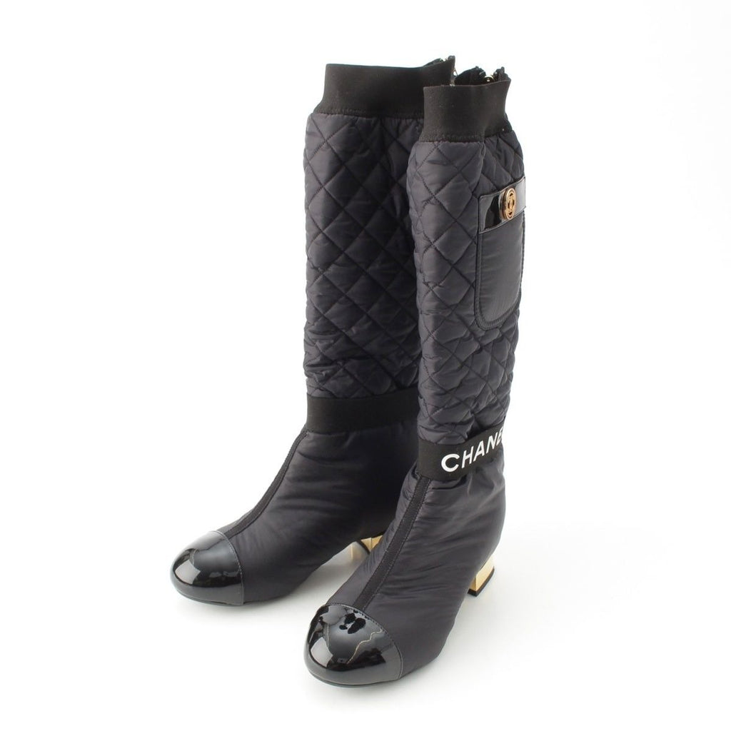 Chanel Nylon 2-Way CC Logo Removable Boots Black 35 2 1C