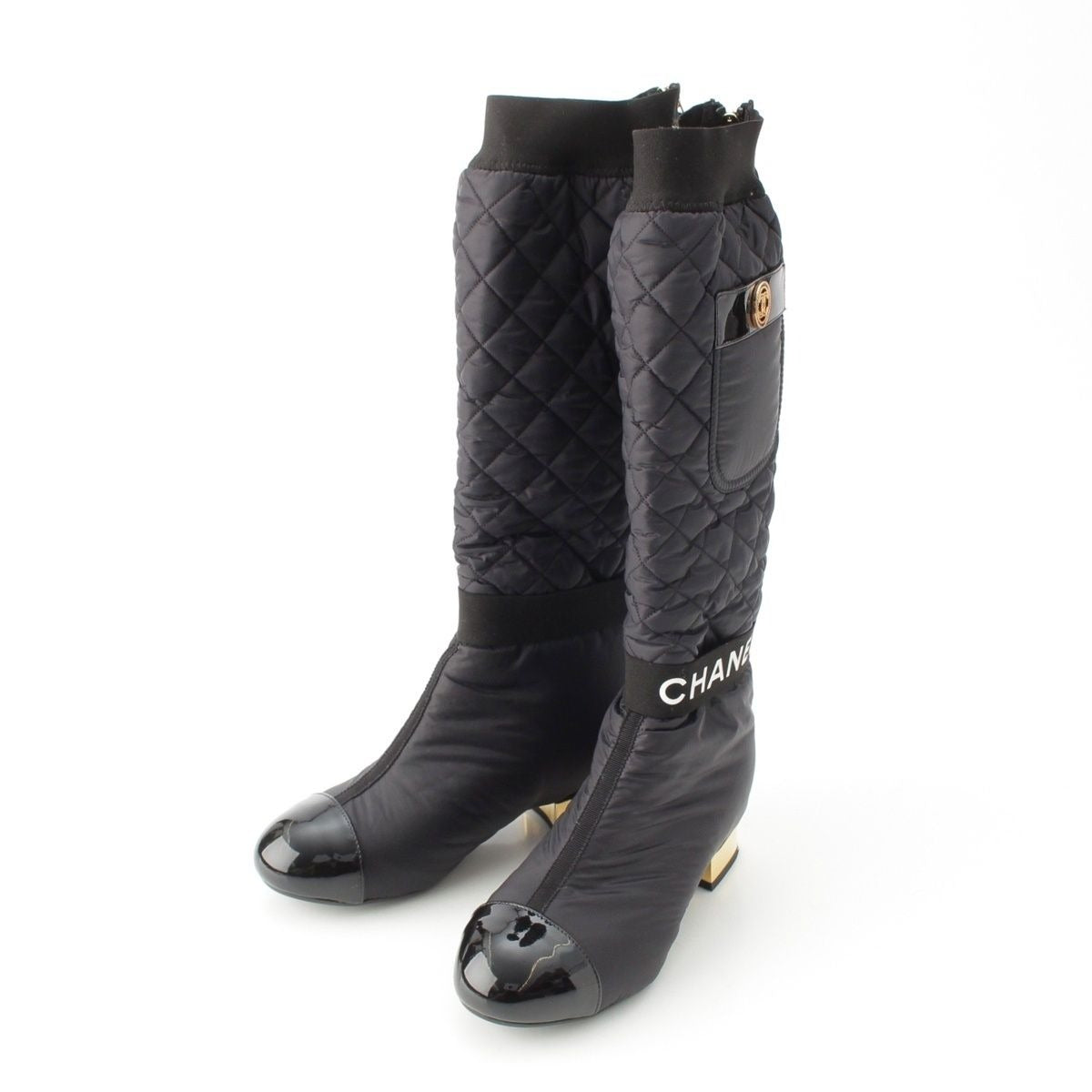 Chanel Nylon 2-Way CC Logo Removable Boots Black 35 2 1C