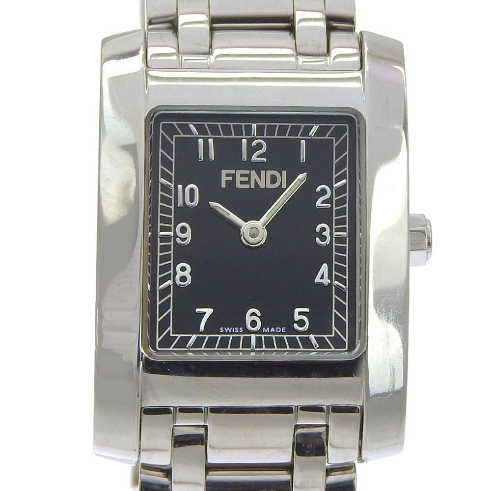 Fendi Orologi Stainless Steel Quartz Analog Display Black Dial Watch