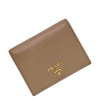 Prada Bifold Wallet Beige Folding Saffiano Leather