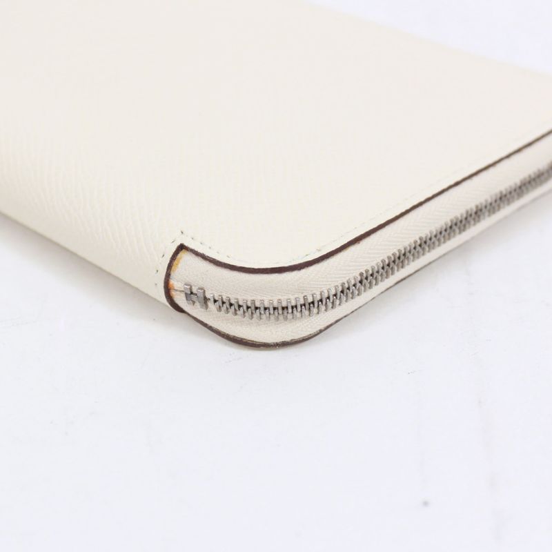 Hermes Azap Long Classic Machete Vaux Epson Off White Wallet Silver — view 3
