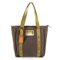 Louis Vuitton Shoulder Bag Cabas MM Leather Canvas Blanc Brown