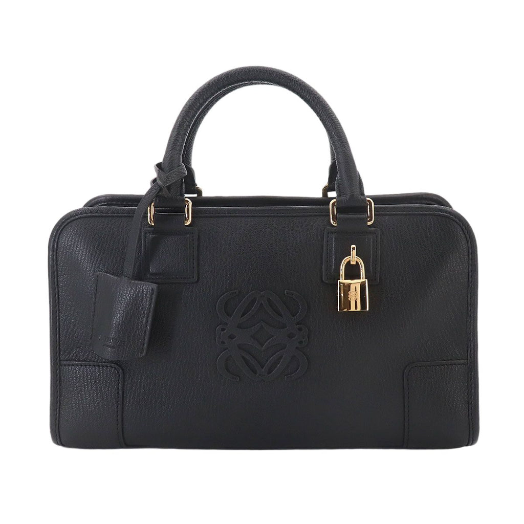 Loewe Amazona 28 Hand Bag Leather Black Gold