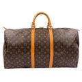Louis Vuitton Keepall 55 Monogram Leather Brown Light Boston Bag Gold