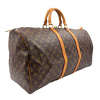 Louis Vuitton Keepall 55 Monogram Leather Brown Light Boston Bag Gold — view 2