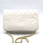 Chanel Quilted Lambskin CC Logo Push Lock Chain Shoulder Bag White — view 3