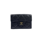 Chanel Classic Small Flap Random Caviar Leather Black Bordeaux Trifold Wallet