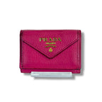 Prada Vitello Daino Leather Compact Wallet Trifold Gold Hardware Mini — view 2