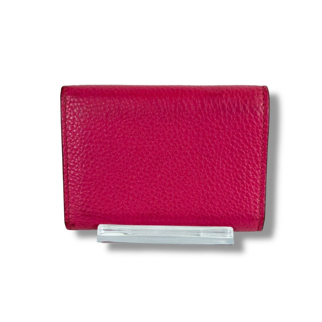 Prada Vitello Daino Leather Compact Wallet Trifold Gold Hardware Mini — view 3