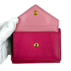 Prada Vitello Daino Leather Compact Wallet Trifold Gold Hardware Mini — view 4