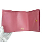Prada Vitello Daino Leather Compact Wallet Trifold Gold Hardware Mini — view 5
