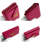 Prada Vitello Daino Leather Compact Wallet Trifold Gold Hardware Mini — view 6