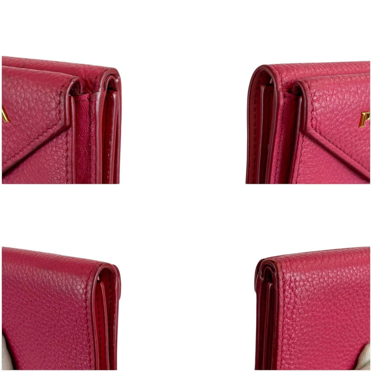 Prada Vitello Daino Leather Compact Wallet Trifold Gold Hardware Mini — view 7