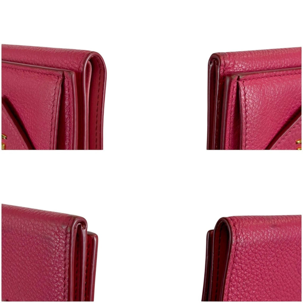 Prada Vitello Daino Leather Compact Wallet Trifold Gold Hardware Mini — view 8