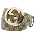 Gucci GG Buckle Belt Leather Beige