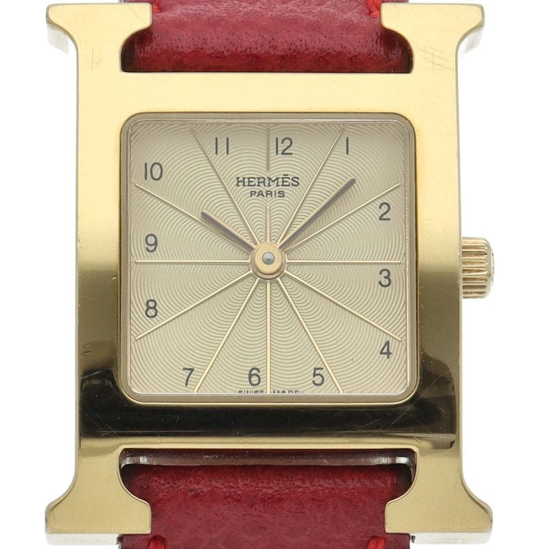 Hermes Watch Leather Champagne Gold