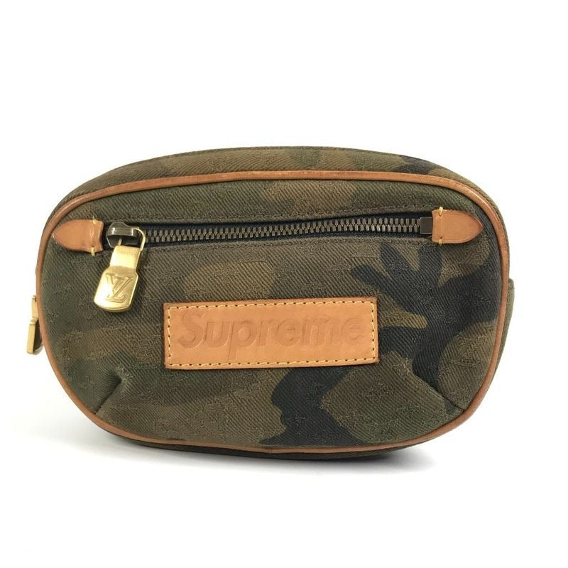 Louis Vuitton Body Bag Supreme Bum PM Leather Canvas Khaki