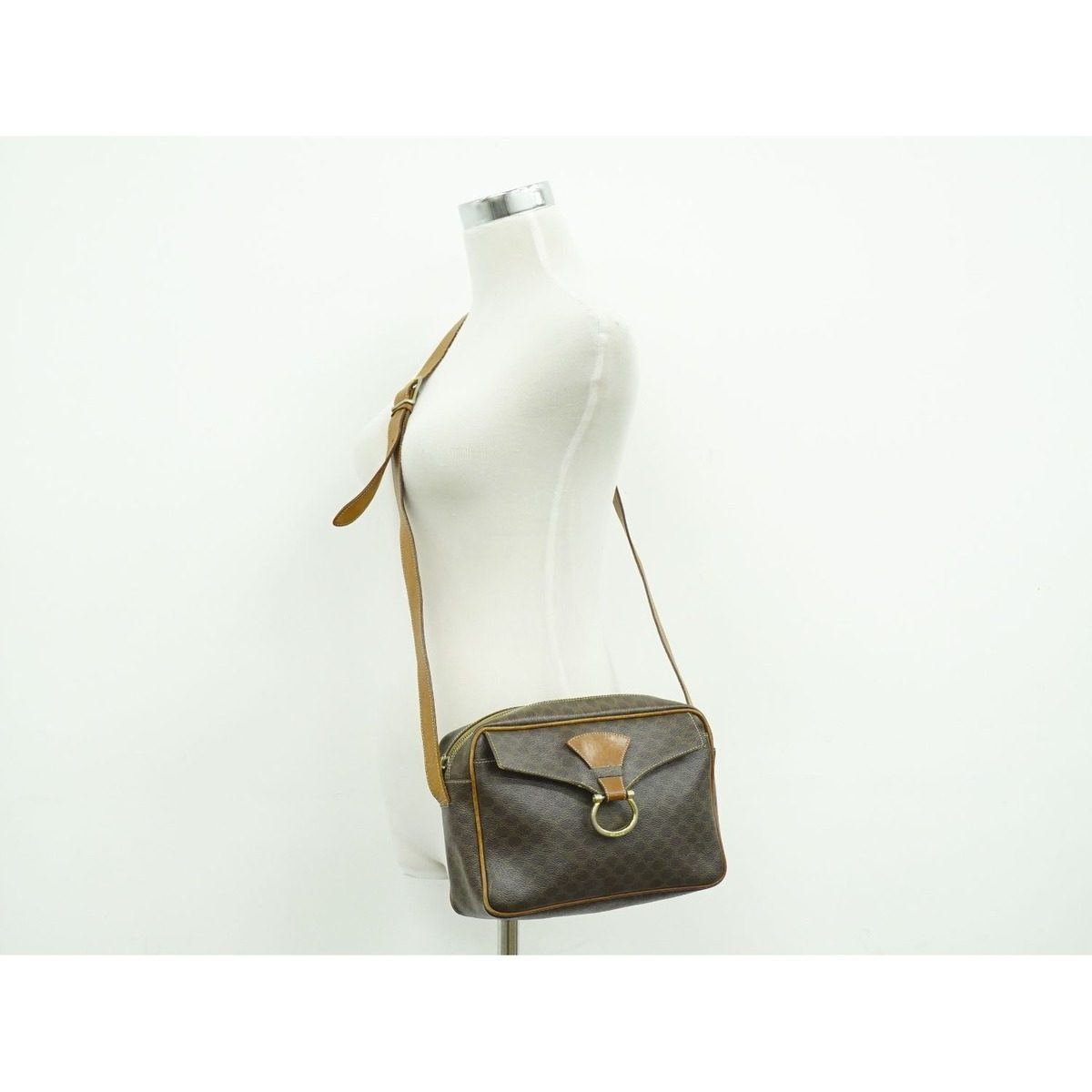 Celine Macadam Shoulder Bag Pochette Brown — view 6
