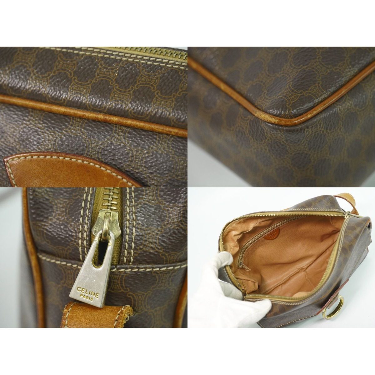 Celine Macadam Shoulder Bag Pochette Brown — view 8