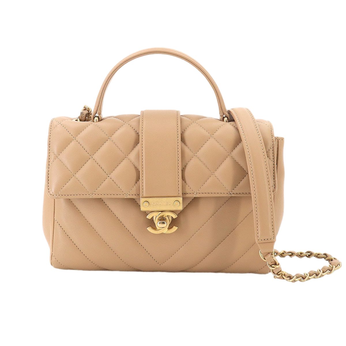 Chanel Golden Class CC Quilted Blanc Stitch 2-Way Hand Chain Shoulder