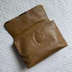 Bottega Veneta Leather Clutch Bag Beige Gold Hardware Party — view 7