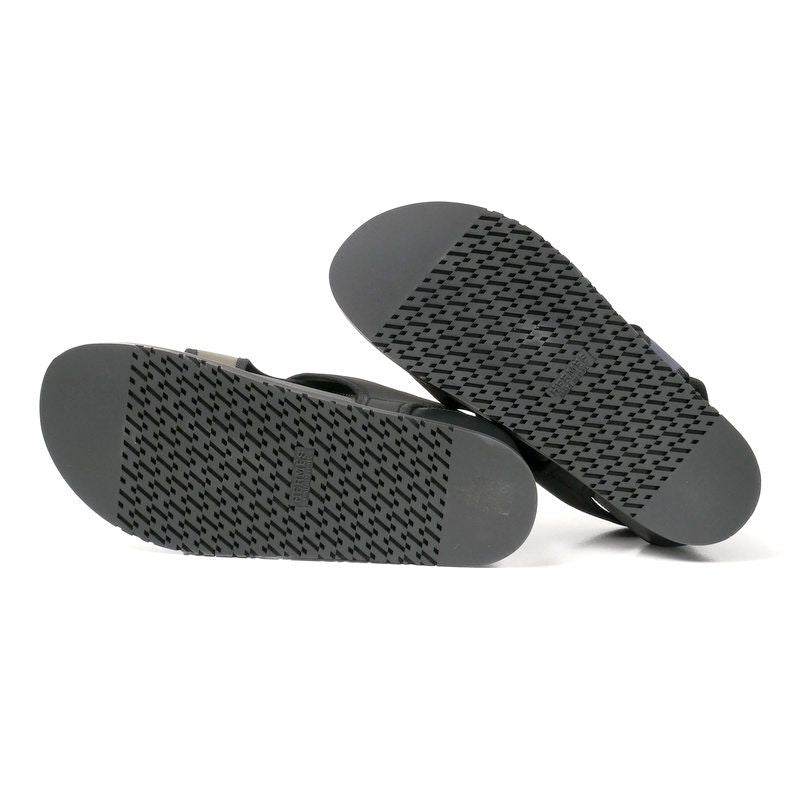 Hermes Giorno Sandals Size 44 Thong Shoes Khaki Black — view 9