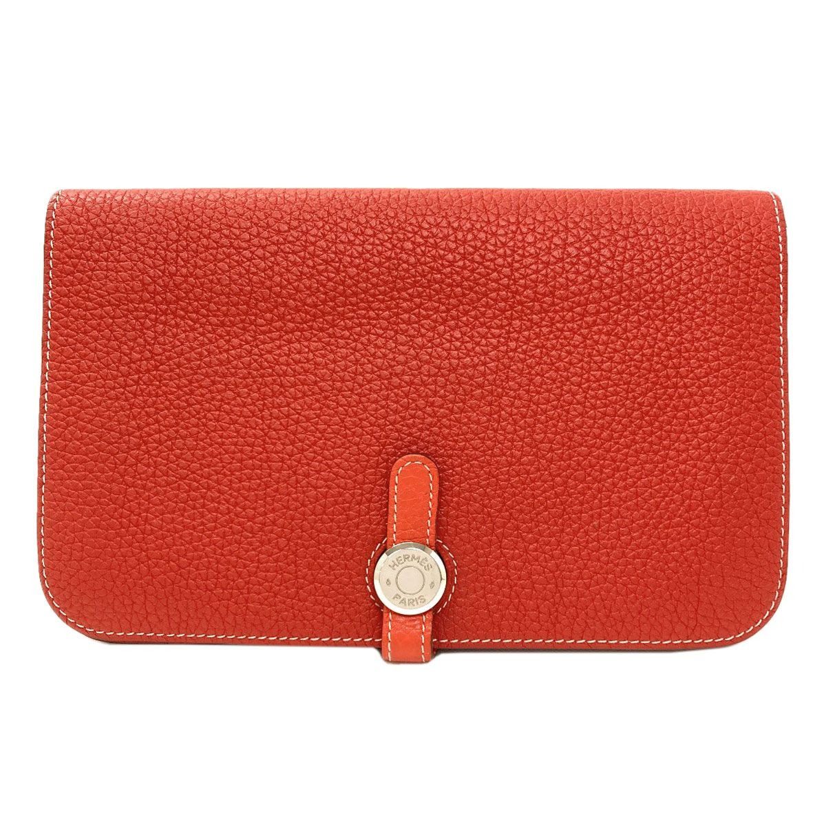 Hermes Dogon GM Duo Silver Wallet Calfskin