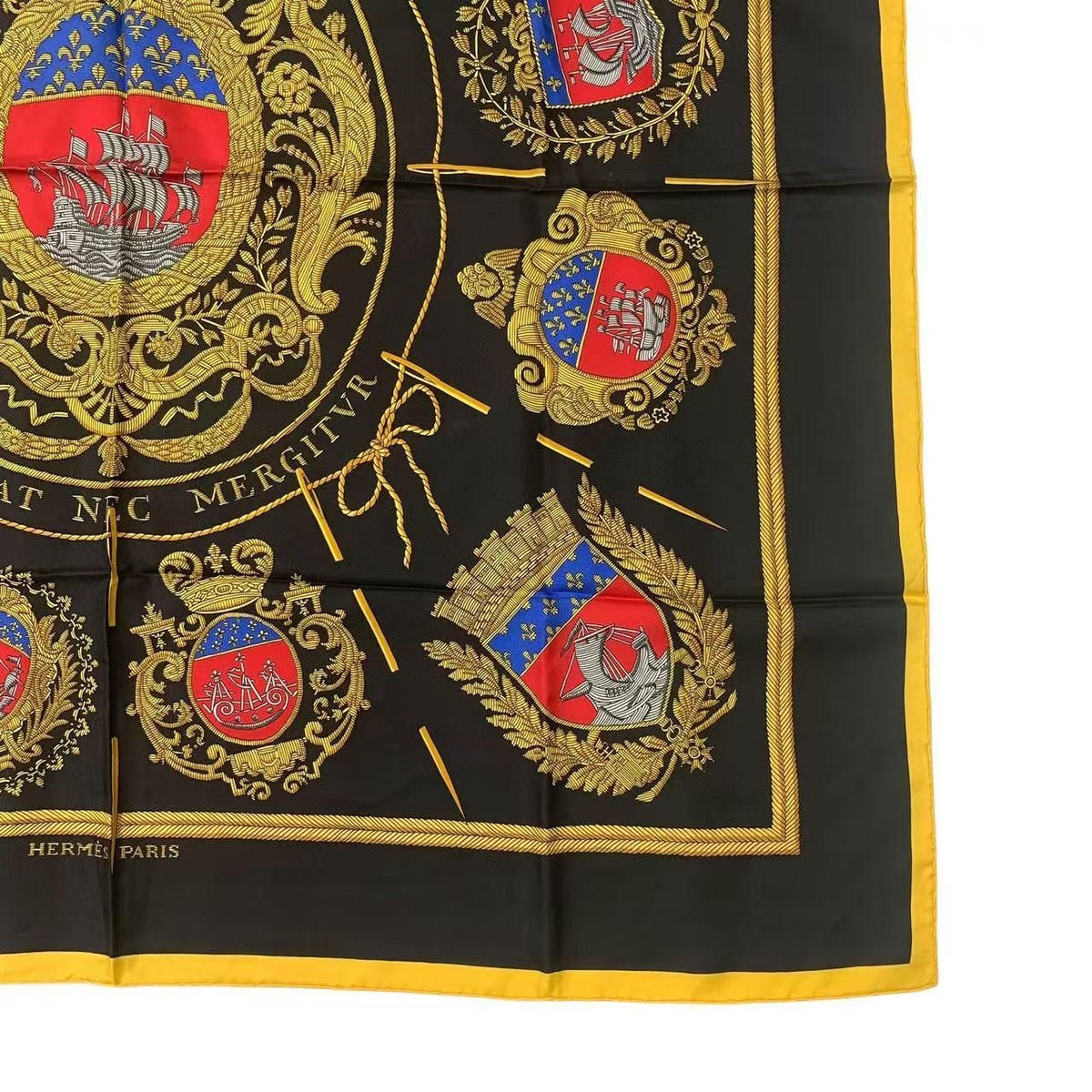 Hermes Carre 90 les Armes de Paris Coat of Arms Scarf Silk Black — view 5