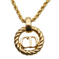 Christian Dior Necklace CD Logo Metal Gold GP Plated Accessories