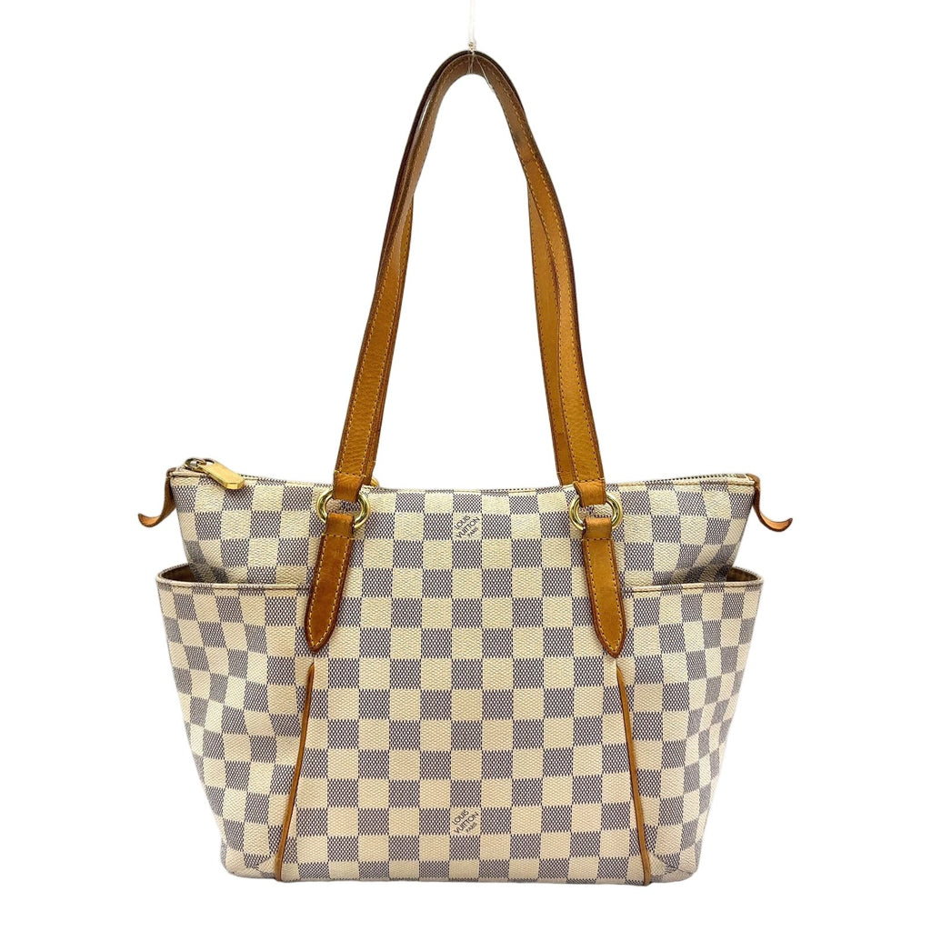 Louis Vuitton Totally PM Damier Azur Leather Off White Light Brown Tote Gold