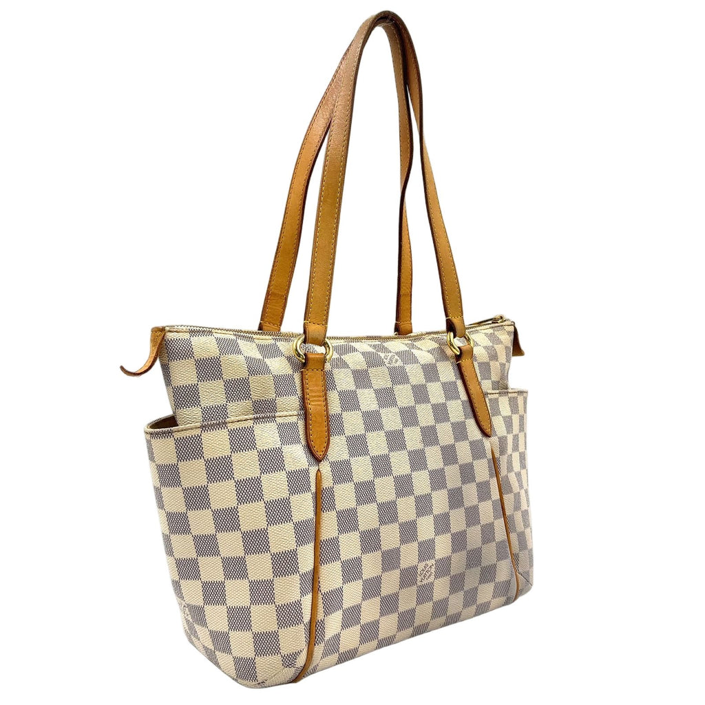 Louis Vuitton Totally PM Damier Azur Leather Off White Light Brown Tote Gold — view 2
