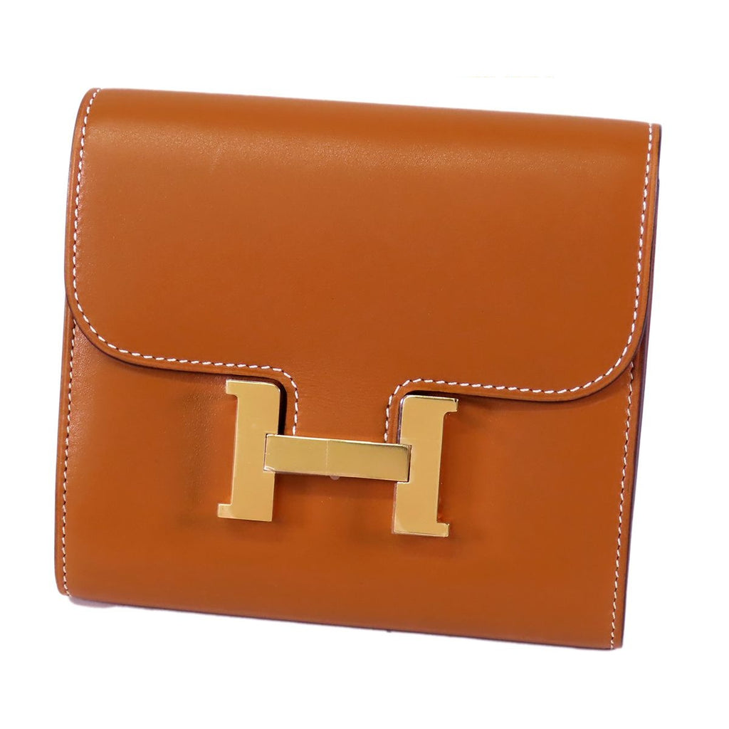Hermes Constance Compact Gold Tadelakt Bifold Wallet