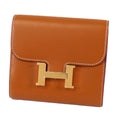 Hermes Constance Compact Gold Tadelakt Bifold Wallet