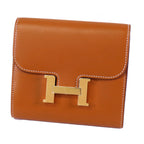 Hermes Constance Compact Gold Tadelakt Bifold Wallet