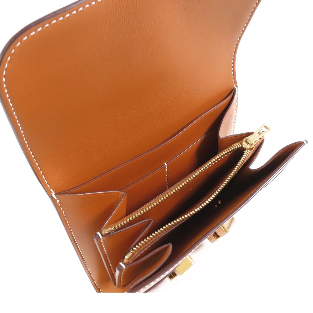 Hermes Constance Compact Gold Tadelakt Bifold Wallet — view 3