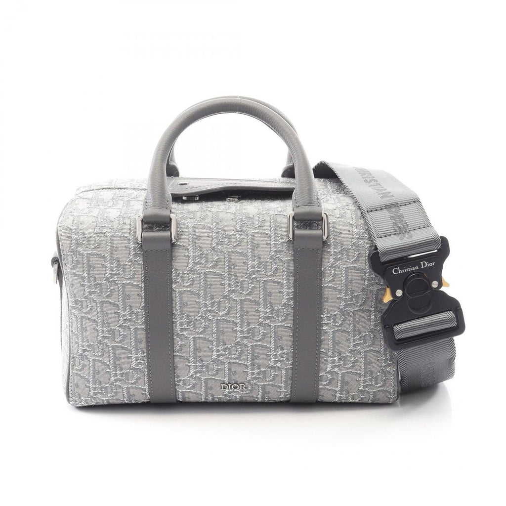 Dior Handbag Rango Oblique Gray Canvas Leather Lango 26
