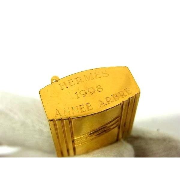 Hermes Annee Arbre Limited Sap Cadena Padlock Charm Necklace Top Gold — view 3