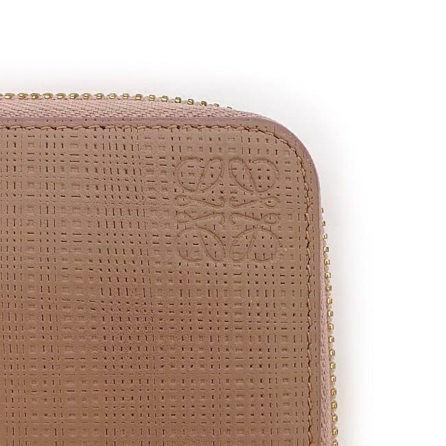Loewe Round Zipper Long Wallet Beigepink Linen — view 7