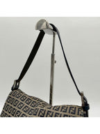 Fendi Mamma Zucca Bucket Baguette Navy Tan Flap Bag Purse Tote FF