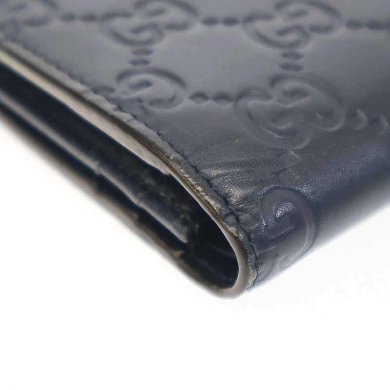 Gucci Striped Leather Compact Wallet Navy — view 8