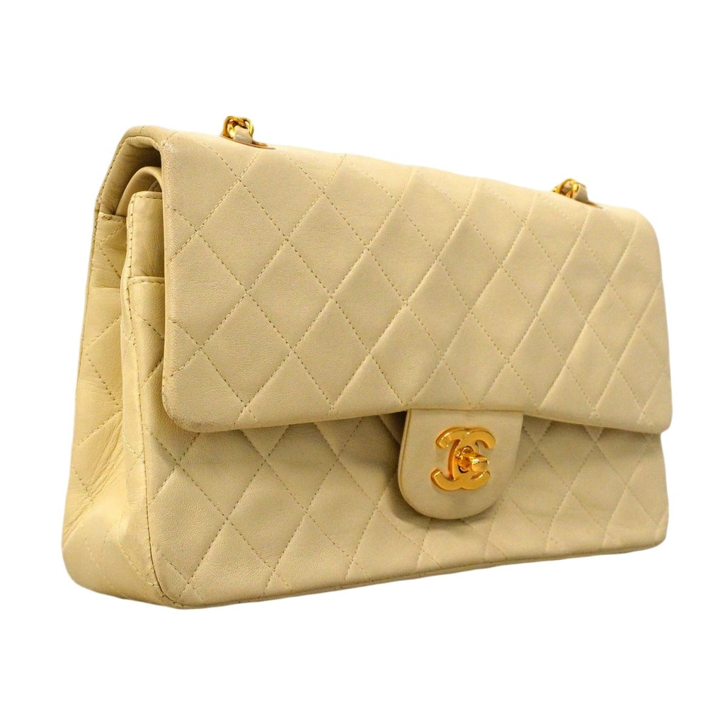 Chanel Shoulder Bag Quilted Lambskin Ivory Gold — view 2