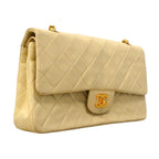 Chanel Shoulder Bag Quilted Lambskin Ivory Gold — view 2