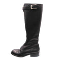 Prada Front Zip Leather Long Boots Shoes Black 36.5