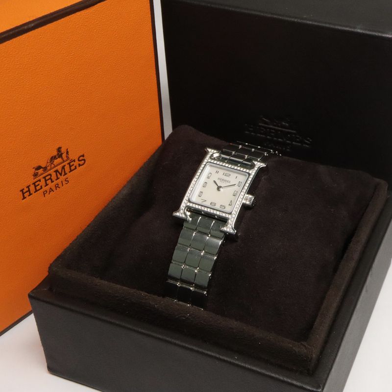 Hermes H Watch Mini 21 mm SS Ashie Bracelet White — view 4