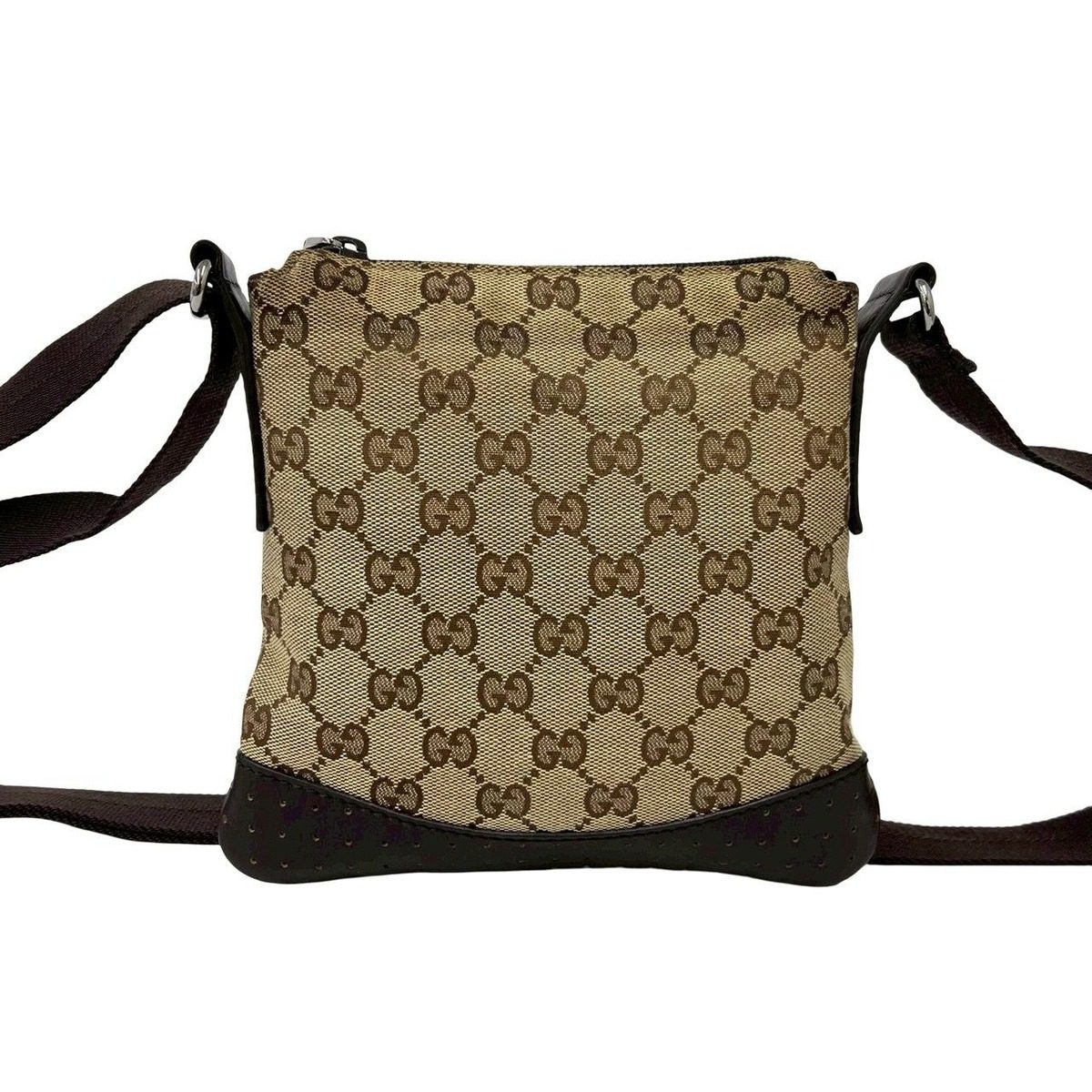 Gucci GG Logo Canvas Perforated Leather Mini Shoulder Bag Pochette Crossbody — view 3
