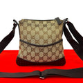 Gucci GG Logo Canvas Perforated Leather Mini Shoulder Bag Pochette Crossbody